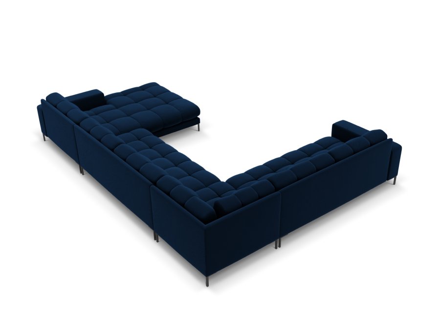 MICADONI  Ecksofa links aus Samt, Mamaia, 7 Sitze, 327 x 256 x 75