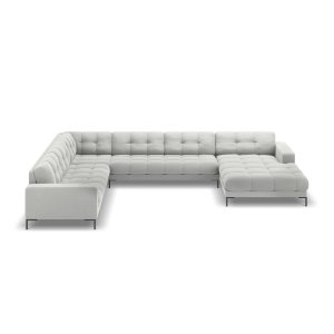 MICADONI Mamaia 7 pers. hjrnesofa, venstre - slv fljl stof og sort metal