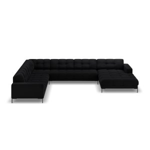 MICADONI Mamaia 7 pers. hjrnesofa, venstre - sort fljl stof og sort metal