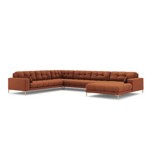 MICADONI Panoramisk Mamaia 7 pers. hjrnesofa, venstre - struktur stof og guld metal