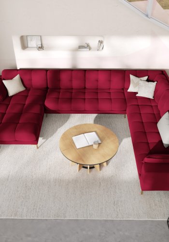 MICADONI  Panoramahjrnesofa til hyre i flyel, Mamaia, 7 seter, 327x256x75