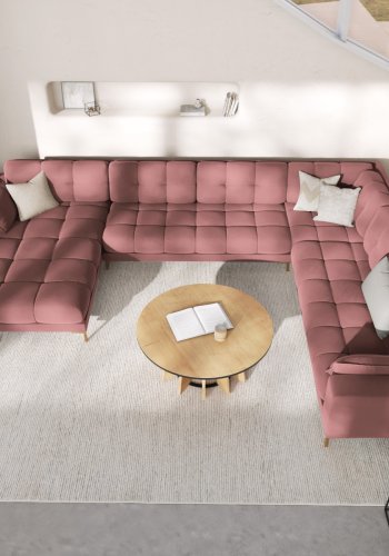 MICADONI  Panoramahjrnesofa til hyre i flyel, Mamaia, 7 seter, 327x256x75