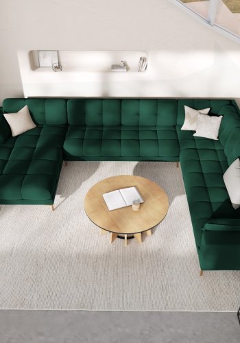 MICADONI  Panoramahjrnesofa til hyre i flyel, Mamaia, 7 seter, 327x256x75