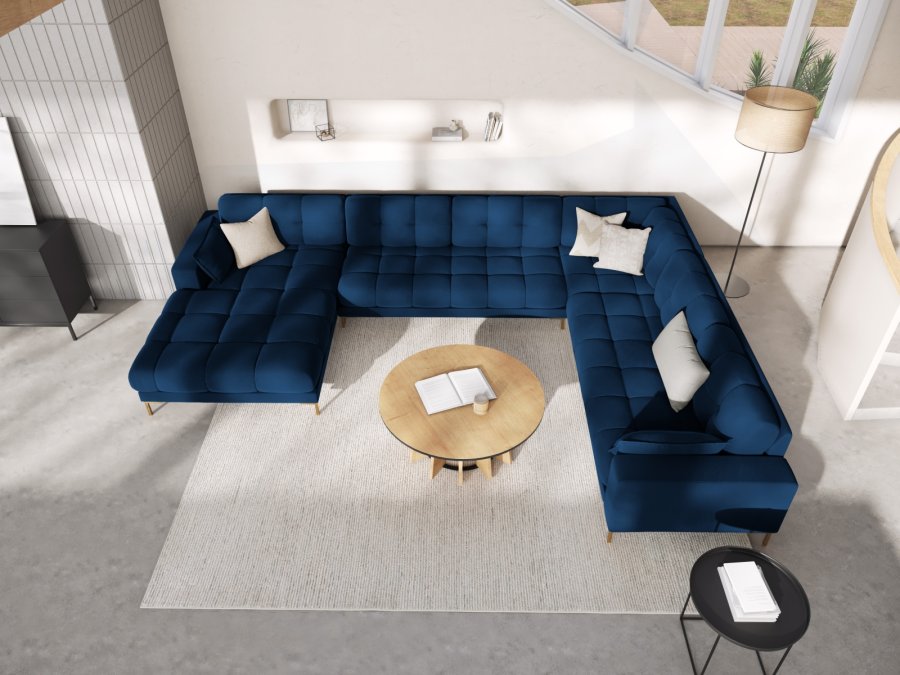 MICADONI  Panorama-Ecksofa rechts aus Samt, Mamaia, 7 Sitze, 327 x 256 x 75