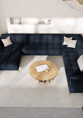 MICADONI  Panoramahjrnesofa til hyre i flyel, Mamaia, 7 seter, 327x256x75