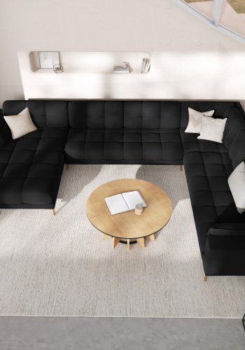 MICADONI  Panoramahjrnesofa til hyre i flyel, Mamaia, 7 seter, 327x256x75