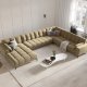 MICADONI  Panoramahjrnesofa til hyre i flyel, Mamaia, 7 seter, 327x256x75