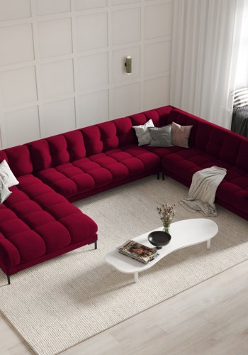 MICADONI  Panoramahjrnesofa til hyre i flyel, Mamaia, 7 seter, 327x256x75