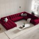 MICADONI  Panoramahjrnesofa til hyre i flyel, Mamaia, 7 seter, 327x256x75