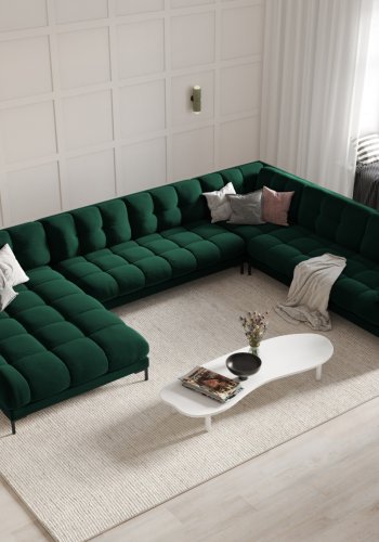 MICADONI  Panoramahjrnesofa til hyre i flyel, Mamaia, 7 seter, 327x256x75