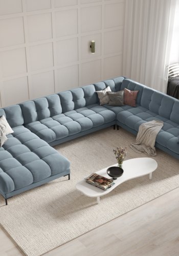 MICADONI  Panoramahjrnesofa til hyre i flyel, Mamaia, 7 seter, 327x256x75