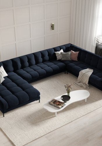 MICADONI  Panoramahjrnesofa til hyre i flyel, Mamaia, 7 seter, 327x256x75