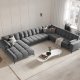 MICADONI  Panoramahjrnesofa til hyre i flyel, Mamaia, 7 seter, 327x256x75