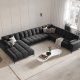 MICADONI  Panoramahjrnesofa til hyre i flyel, Mamaia, 7 seter, 327x256x75