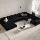 MICADONI  Panoramahjrnesofa til hyre i flyel, Mamaia, 7 seter, 327x256x75