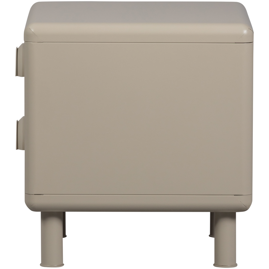 WOOOD Rune natbord, m. 2 skuffer - sand metal (42x42)