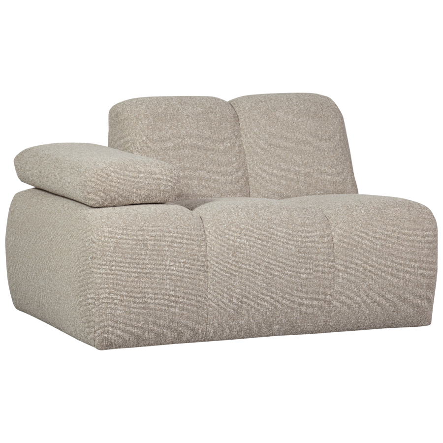 WOOOD MOJO 1-personers sofa med armln, venstre, BOUCLE, beige meleret