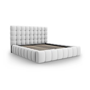 MICADONI Mamaia sengeramme, m. sengegavl og opbevaring - lysegr struktur stof (160x200)