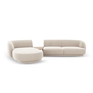 MICADONI Miley 3 pers. modulr hjrnesofa, venstre, m. sofabord - lys beige fljl