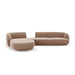 MICADONI Miley 3 pers. modulr hjrnesofa, venstre, m. sofabord - cappuccino fljl