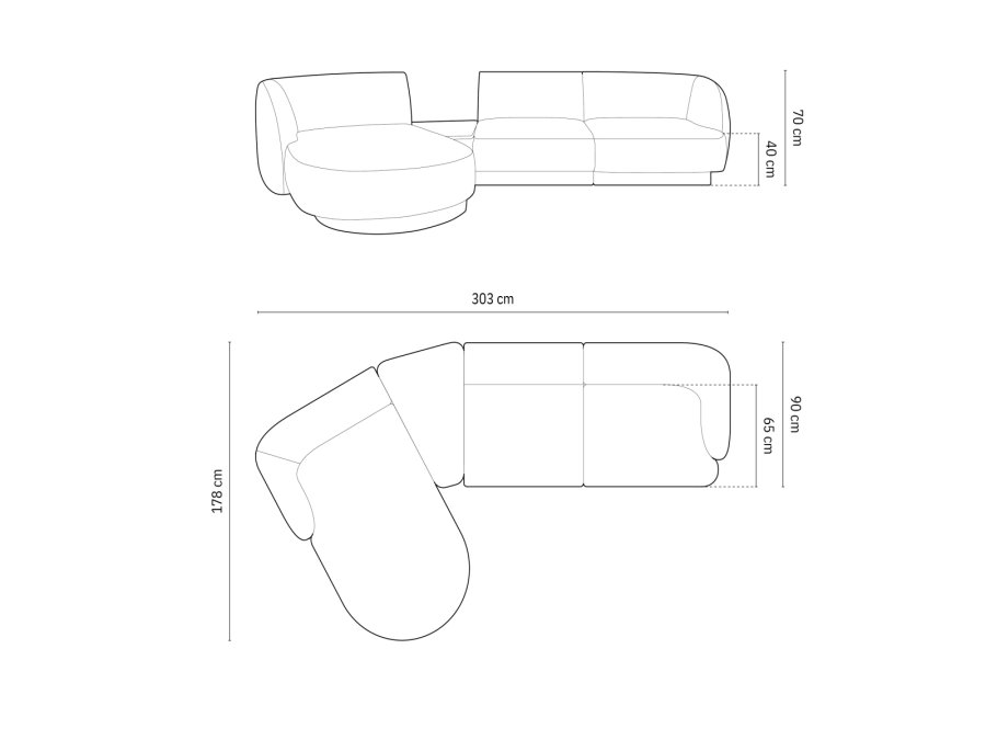 MICADONI  Modulsofa i flyel, venstre, Miley, 3 seter, 300x145x70