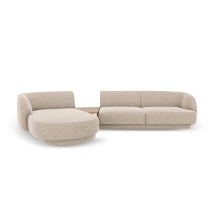 MICADONI Miley 3 pers. modulr hjrnesofa, venstre, m. sofabord - beige chenille