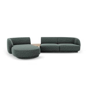 MICADONI Miley 3 pers. modulr hjrnesofa, venstre, m. sofabord - petrol chenille