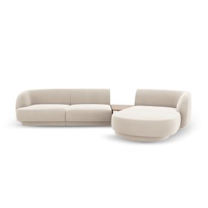 MICADONI Miley 3 pers. modulr hjrnesofa, hjre, m. sofabord - lys beige fljl