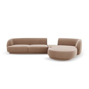 MICADONI Miley 3 pers. modulr hjrnesofa, hjre, m. sofabord - cappuccino fljl
