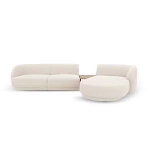 MICADONI Miley 3 pers. modulr hjrnesofa, hjre, m. sofabord - beige boucl
