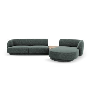 MICADONI Miley 3 pers. modulr hjrnesofa, hjre, m. sofabord - petrol chenille