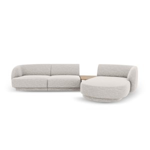 MICADONI Miley 3 pers. modulr hjrnesofa, hjre, m. sofabord - lysegr chenille