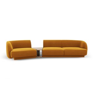 MICADONI Miley 3 pers. modulr sofa, venstre, m. sofabord - gul fljl