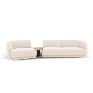 MICADONI Miley 3 pers. modulr sofa, venstre, m. sofabord - lys beige chenille