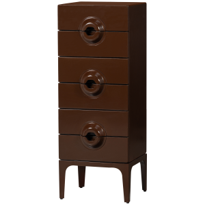 WOOOD KOMBINERET SKAB MED 6 SKUFFER TR BRUN/RD