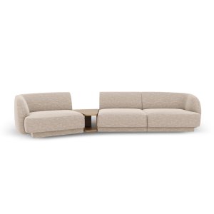 MICADONI Miley 3 pers. modulr sofa, venstre, m. sofabord - beige chenille