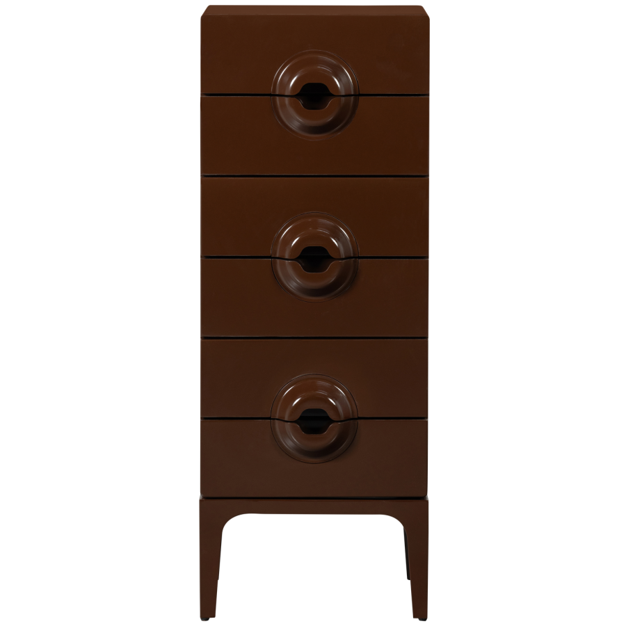 WOOOD KOMBINERET SKAB MED 6 SKUFFER TR BRUN/RD