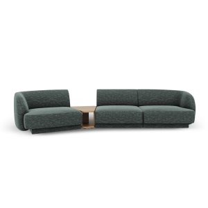 MICADONI Miley 3 pers. modulr sofa, venstre, m. sofabord - petrol chenille