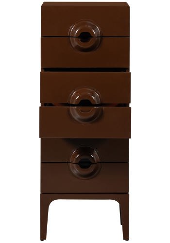 WOOOD KOMBINERET SKAB MED 6 SKUFFER TR BRUN/RD