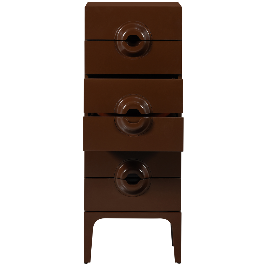 WOOOD KOMBINERET SKAB MED 6 SKUFFER TR BRUN/RD