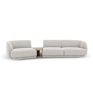 MICADONI Miley 3 pers. modulr sofa, venstre, m. sofabord - lysegr chenille