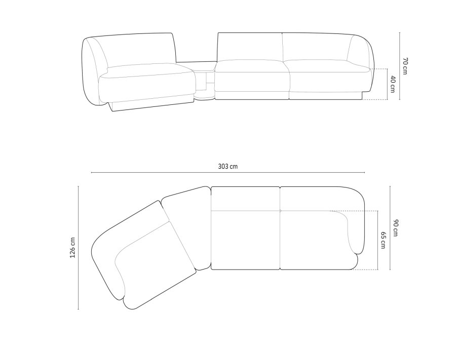 MICADONI  Venstre modulsofa, Miley, 3 seter, 300x118x70