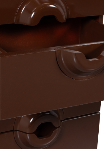 WOOOD KOMBINERET SKAB MED 6 SKUFFER TR BRUN/RD