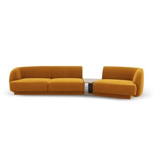 MICADONI Miley 3 pers. modulr sofa, hjre, m. sofabord - gul fljl