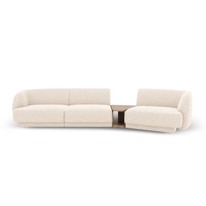 MICADONI Miley 3 pers. modulr sofa, hjre, m. sofabord - lys beige chenille