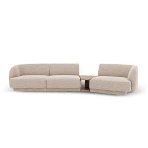 MICADONI Miley 3 pers. modulr sofa, hjre, m. sofabord - beige chenille