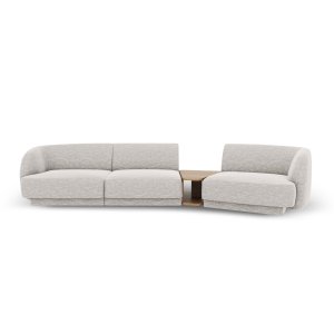 MICADONI Miley 3 pers. modulr sofa, hjre, m. sofabord - lysegr chenille
