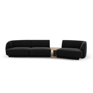 MICADONI Miley 3 pers. modulr sofa, hjre, m. sofabord - sort chenille
