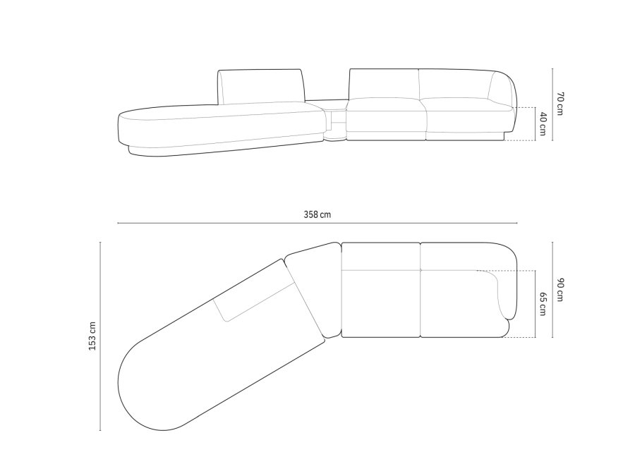 MICADONI  Modulsofa i flyel, venstre, Miley, 4 seter, 360x167x70