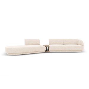 MICADONI Miley 4 pers. modulr sofa, venstre, m. sofabord - lys beige chenille